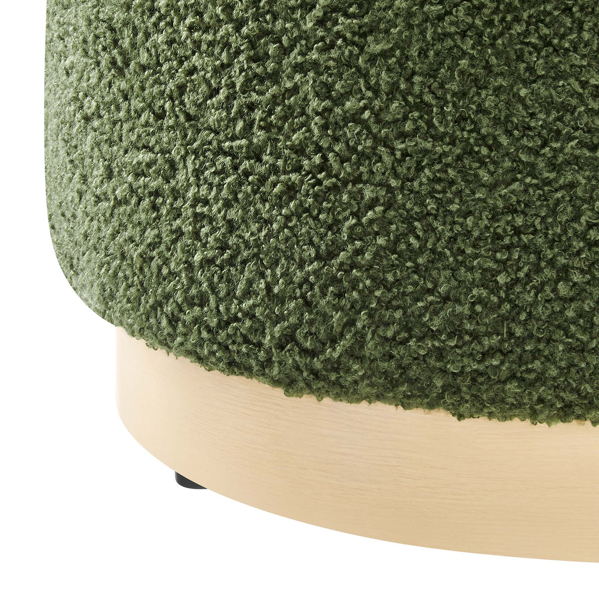 Tilden 16" Round Sherpa Upholstered Ottoman - Moss Green Natural