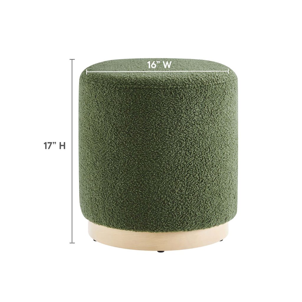 Tilden 16" Round Sherpa Upholstered Ottoman - Moss Green Natural