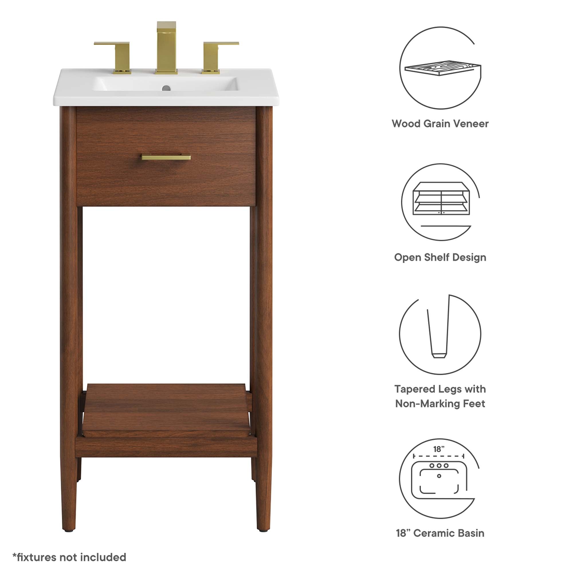 Zaire 18" Bathroom Vanity - Walnut White