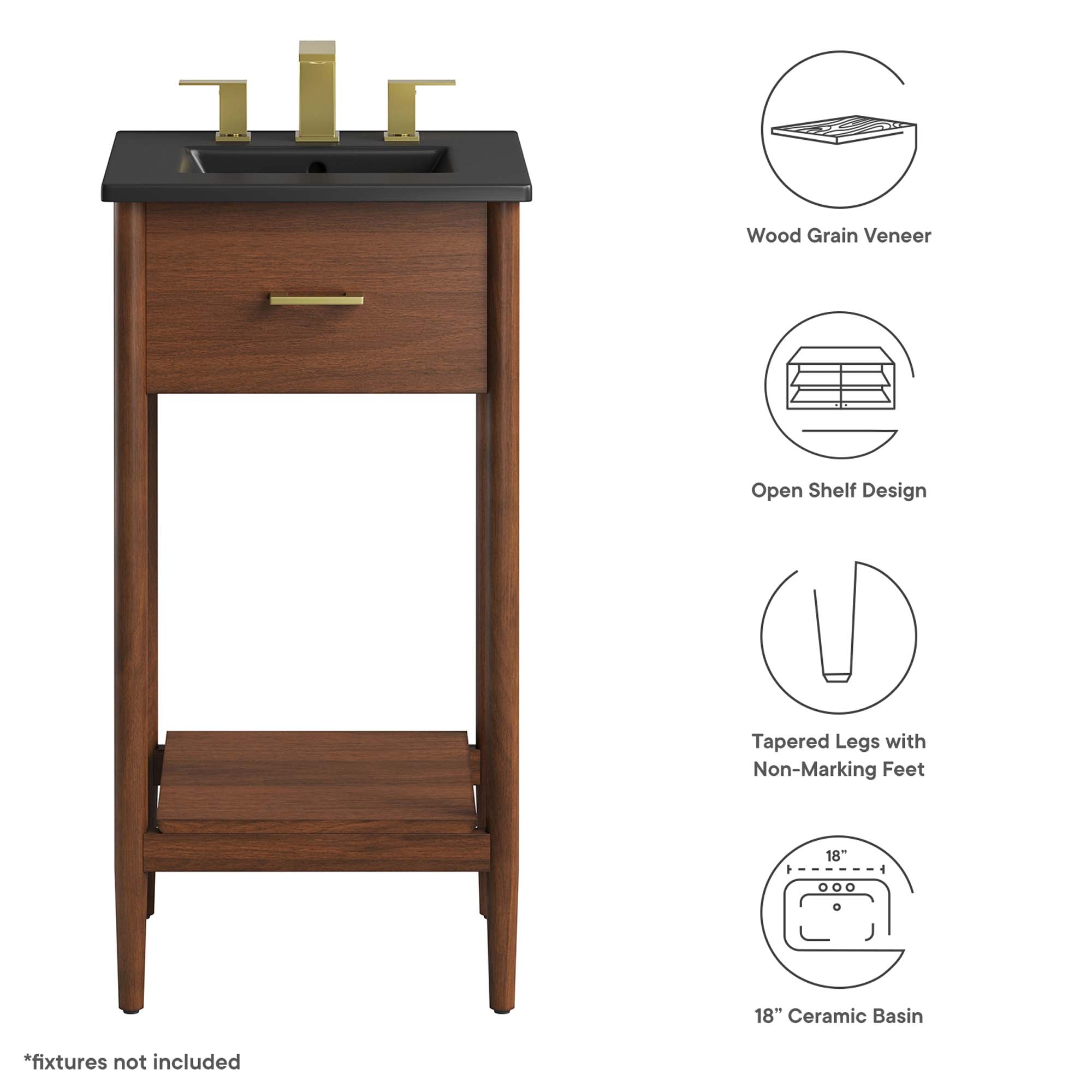 Zaire 18" Bathroom Vanity - Walnut Black