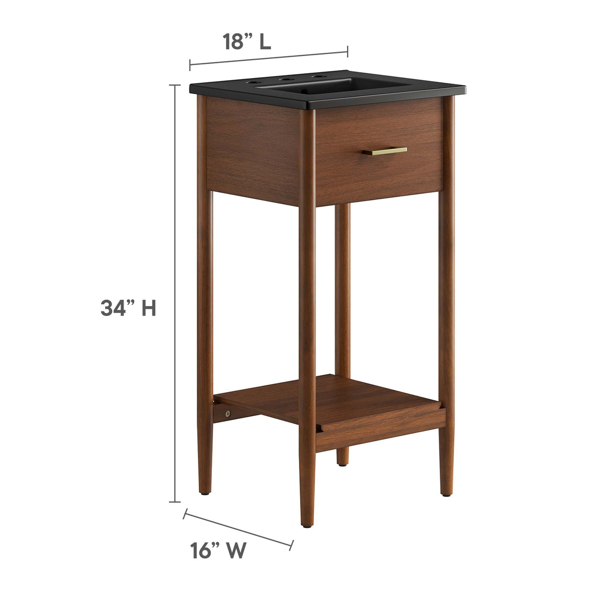 Zaire 18" Bathroom Vanity - Walnut Black