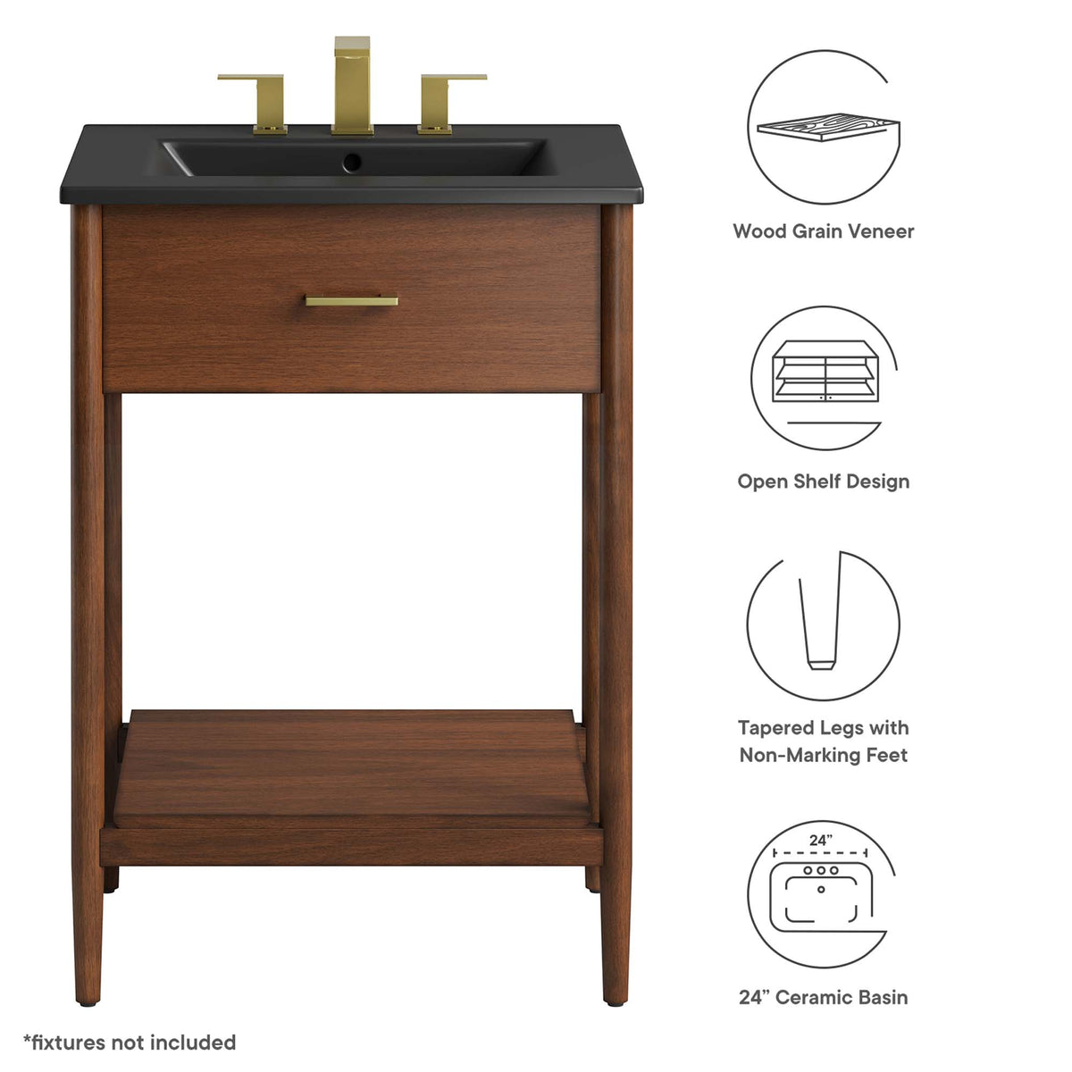 Zaire 24" Bathroom Vanity - Walnut Black