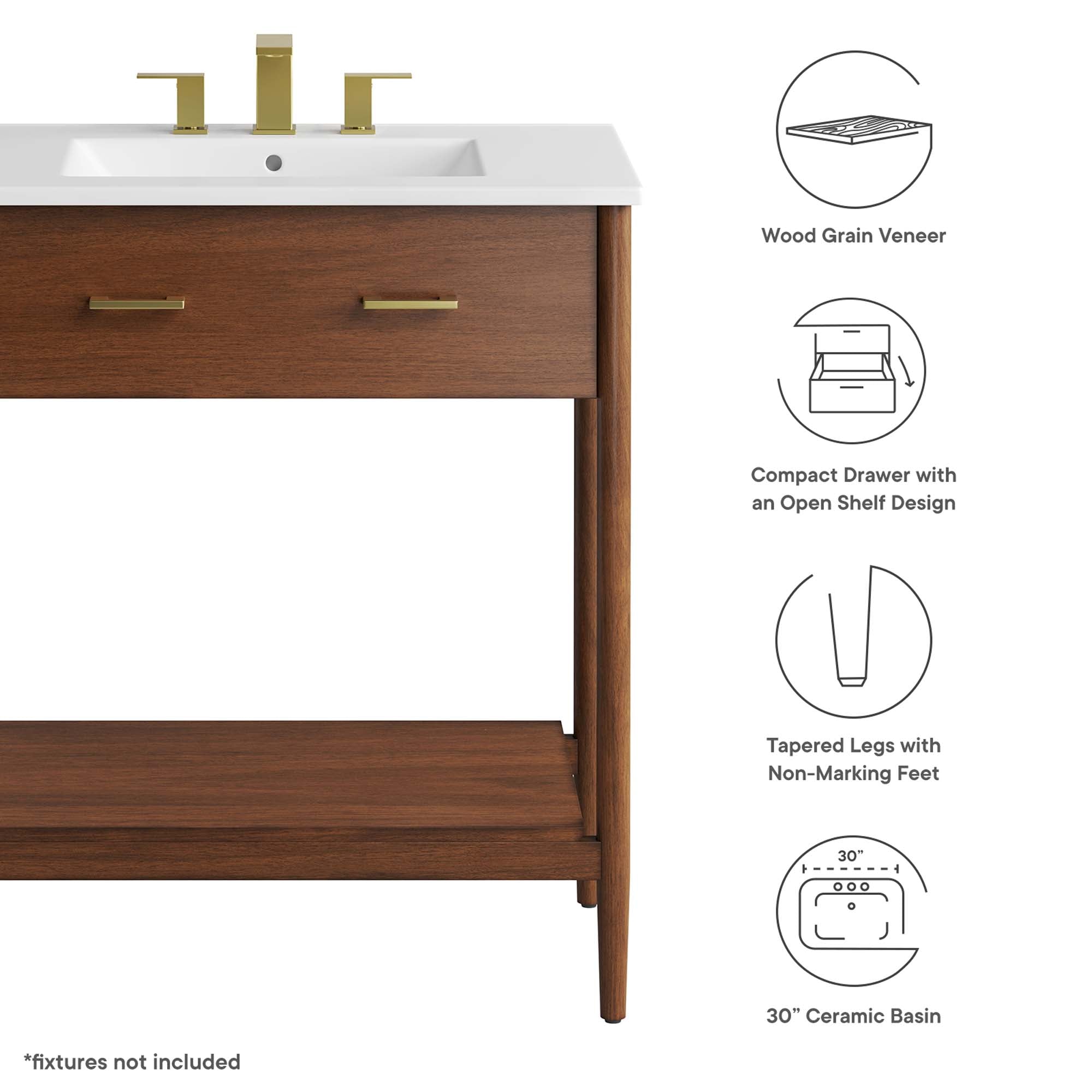 Zaire 30" Bathroom Vanity - Walnut White
