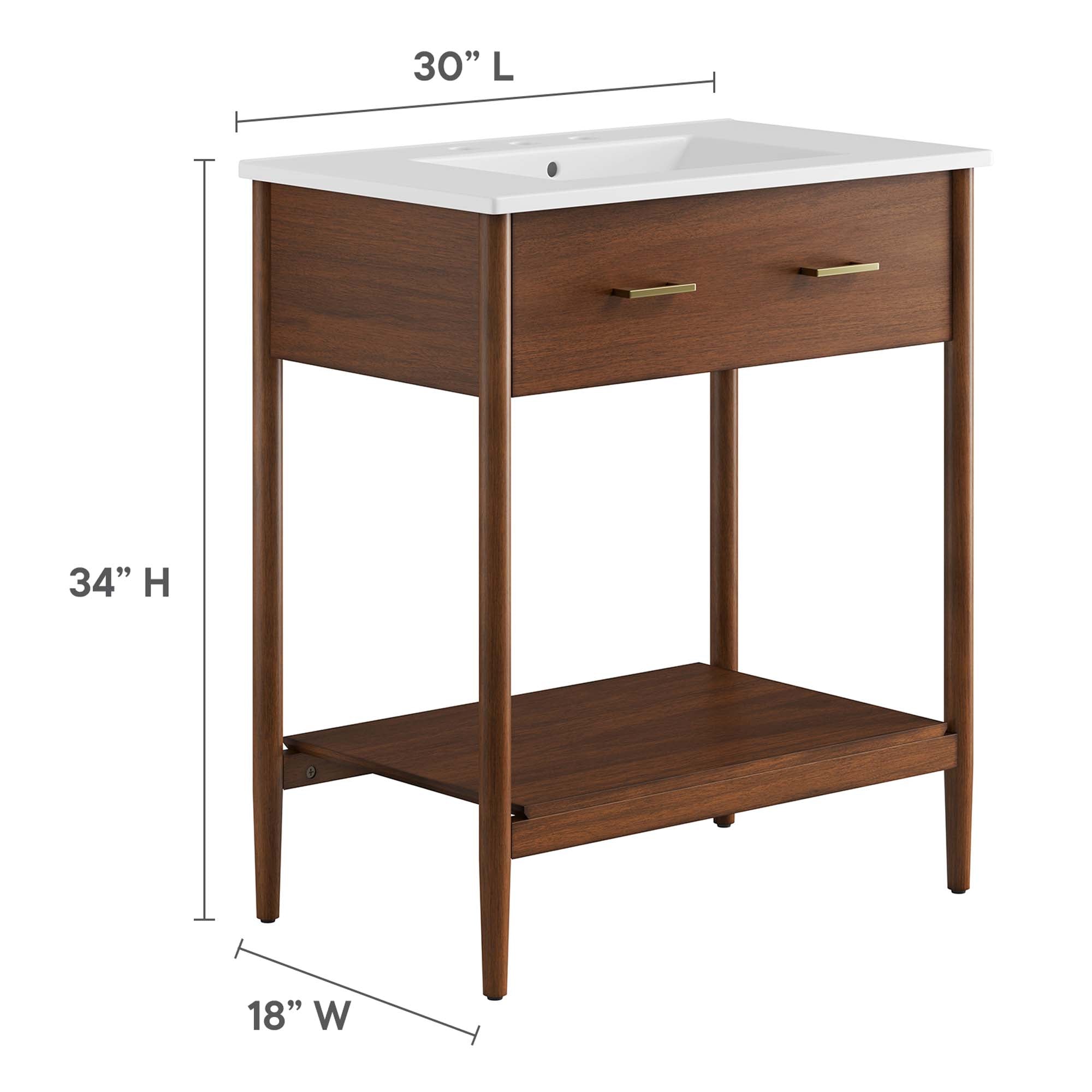Zaire 30" Bathroom Vanity - Walnut White