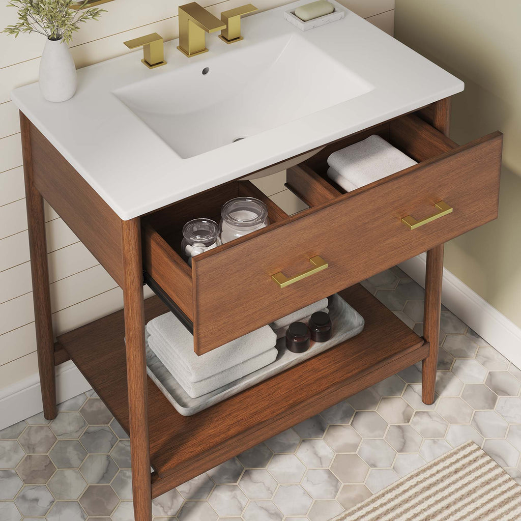 Zaire 30" Bathroom Vanity - Walnut White