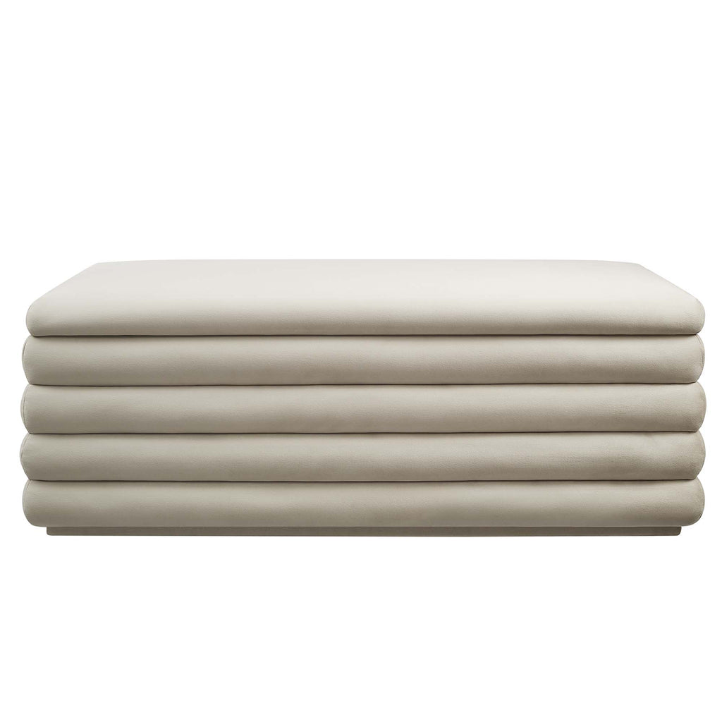 Mezzo Upholstered Performance Velvet Storage Bench - Almond