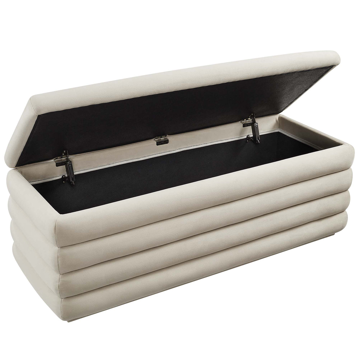 Mezzo Upholstered Performance Velvet Storage Bench - Almond