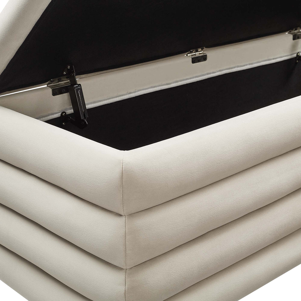 Mezzo Upholstered Performance Velvet Storage Bench - Almond