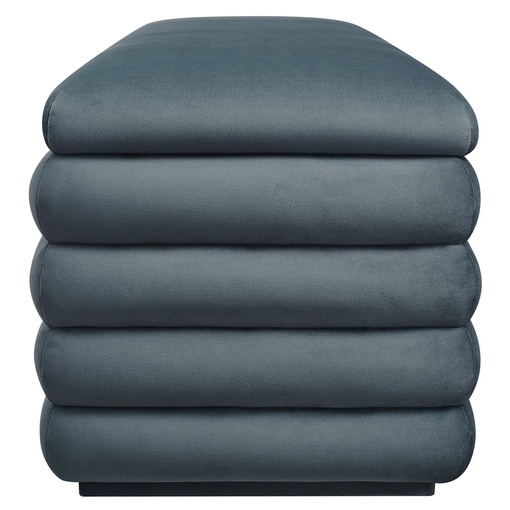 Mezzo Upholstered Performance Velvet Storage Bench - Cadet Blue