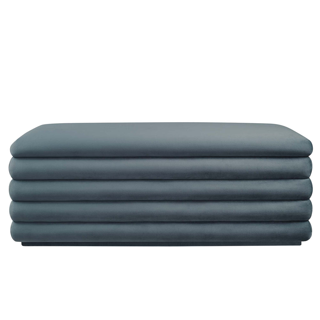Mezzo Upholstered Performance Velvet Storage Bench - Cadet Blue