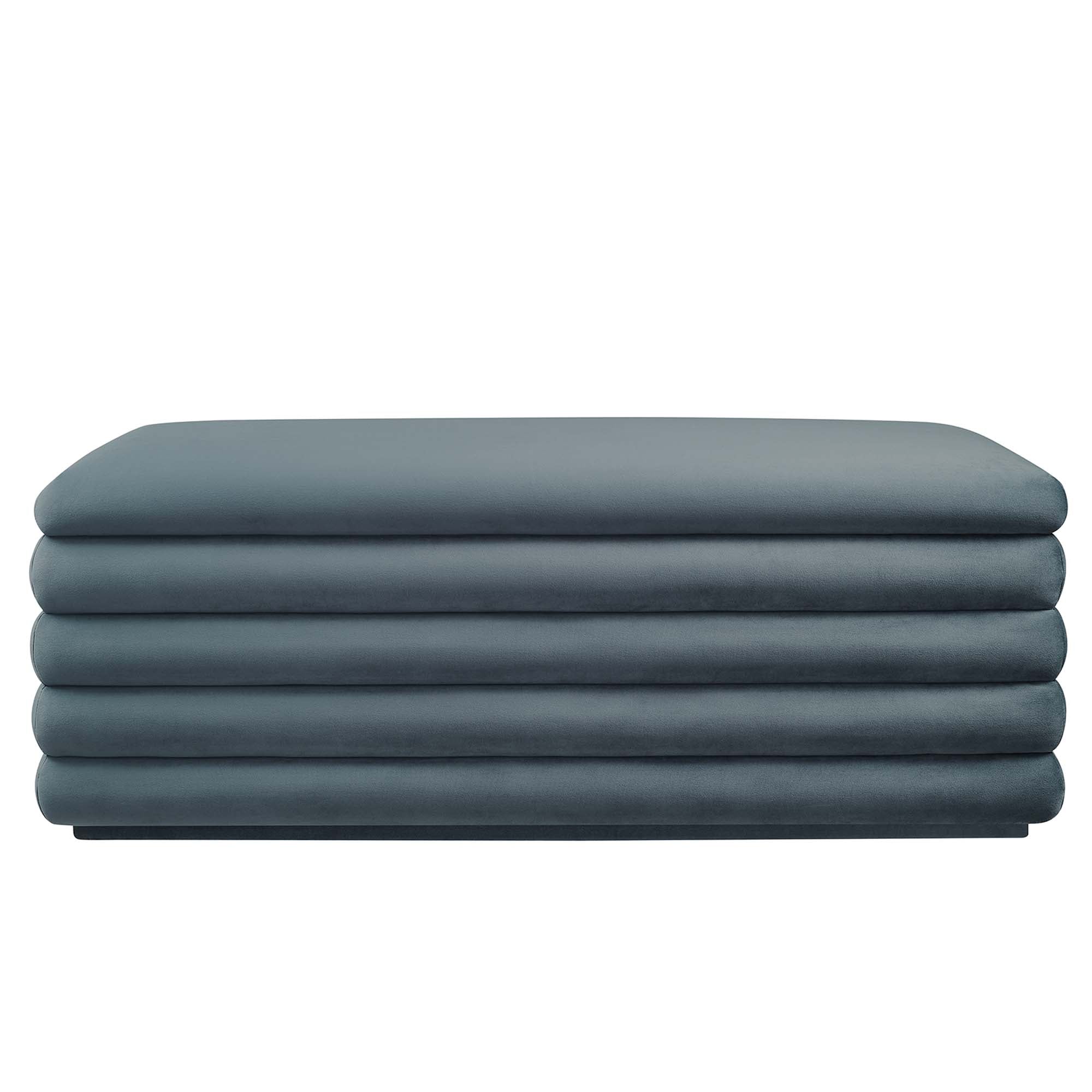 Mezzo Upholstered Performance Velvet Storage Bench - Cadet Blue