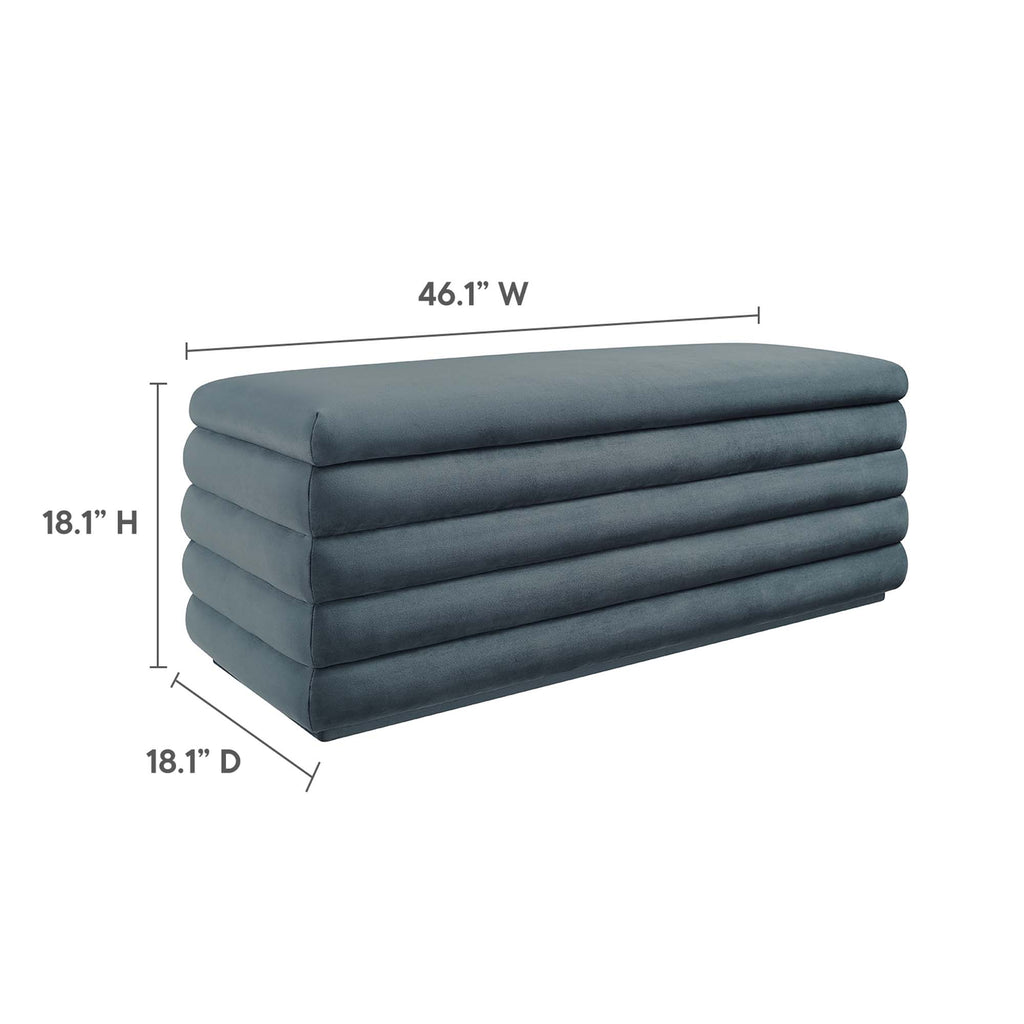 Mezzo Upholstered Performance Velvet Storage Bench - Cadet Blue