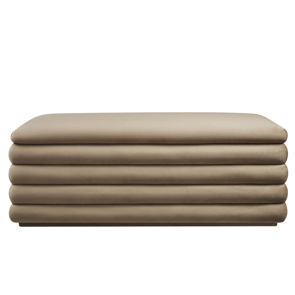 Mezzo Upholstered Performance Velvet Storage Bench - Taupe
