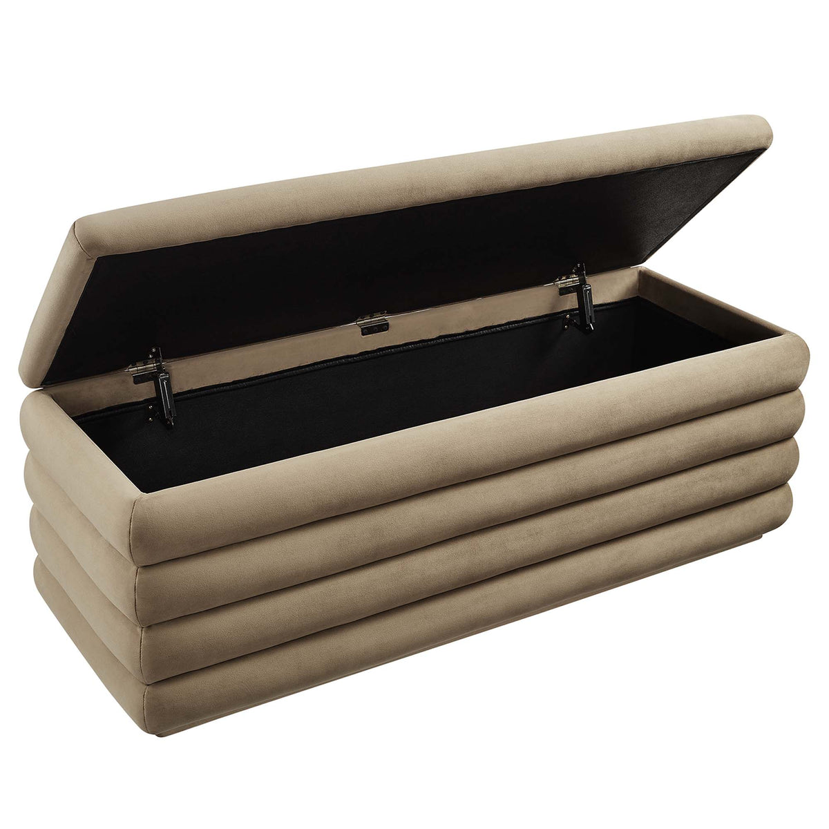 Mezzo Upholstered Performance Velvet Storage Bench - Taupe