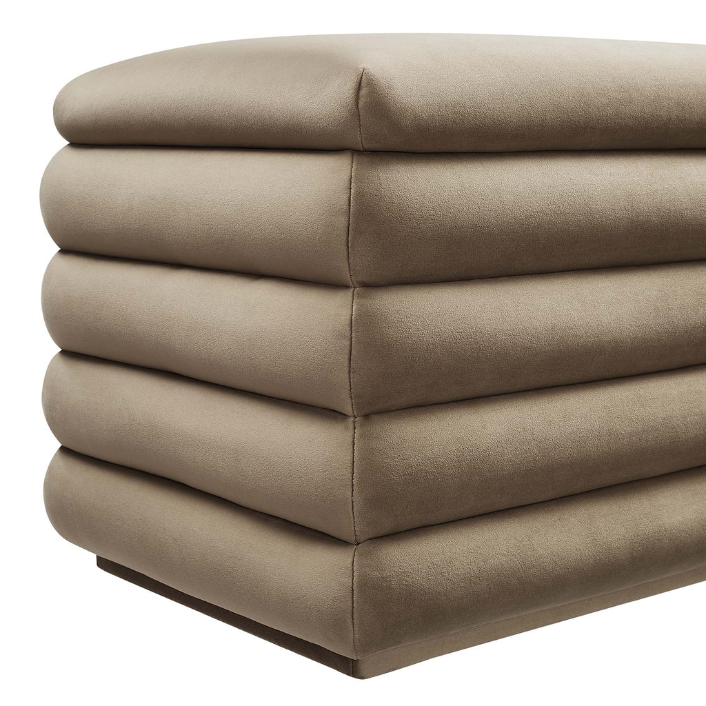 Mezzo Upholstered Performance Velvet Storage Bench - Taupe