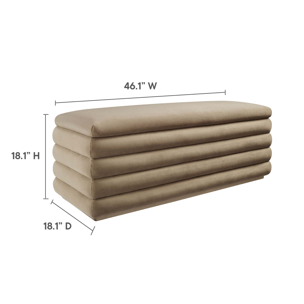 Mezzo Upholstered Performance Velvet Storage Bench - Taupe