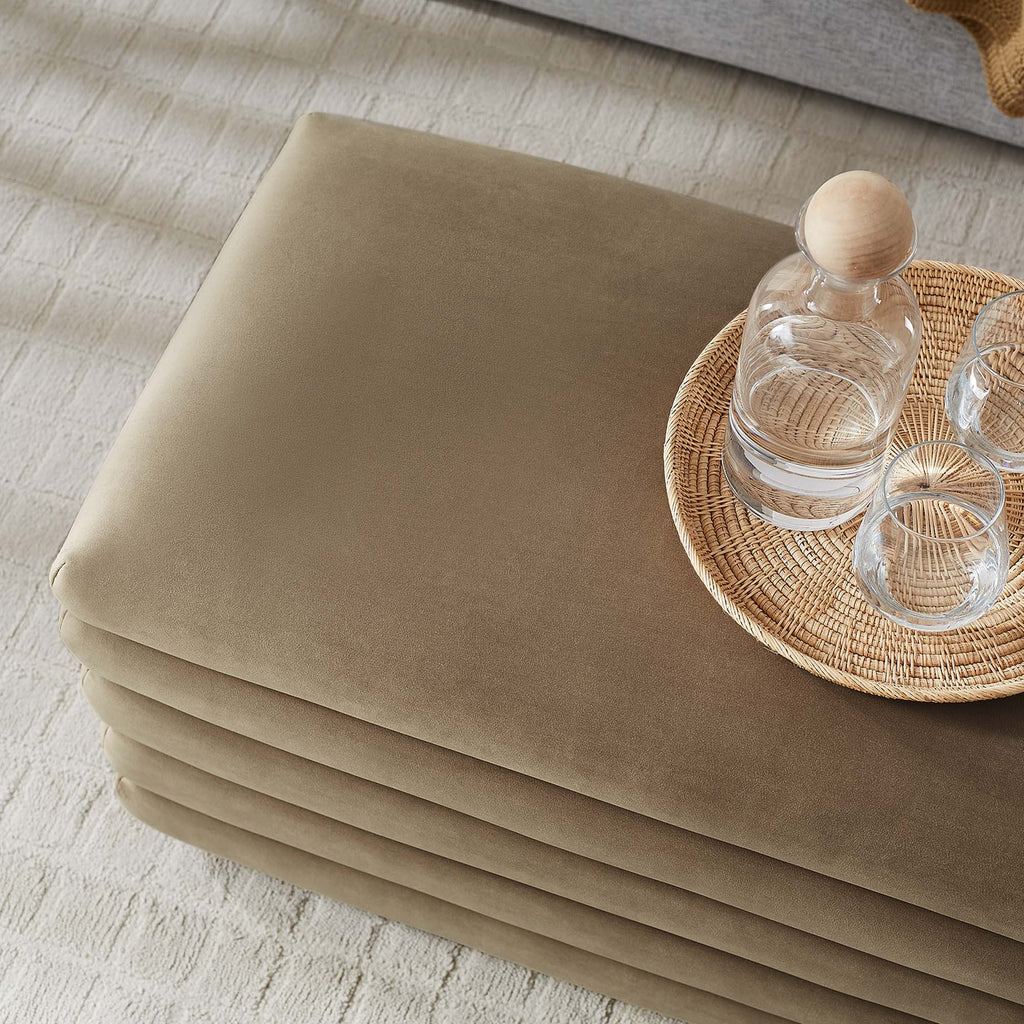 Mezzo Upholstered Performance Velvet Storage Bench - Taupe