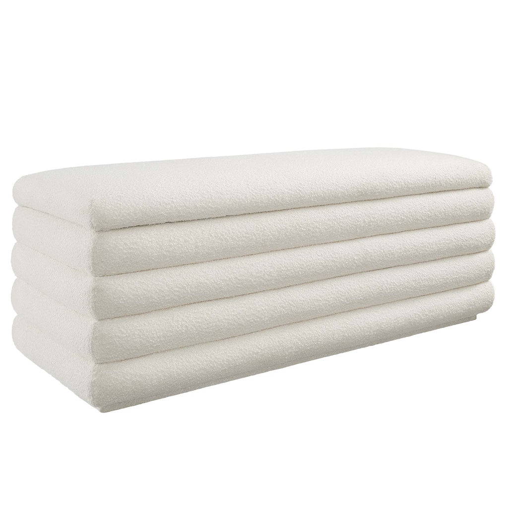 Mezzo Boucle Upholstered Storage Bench - Cloud