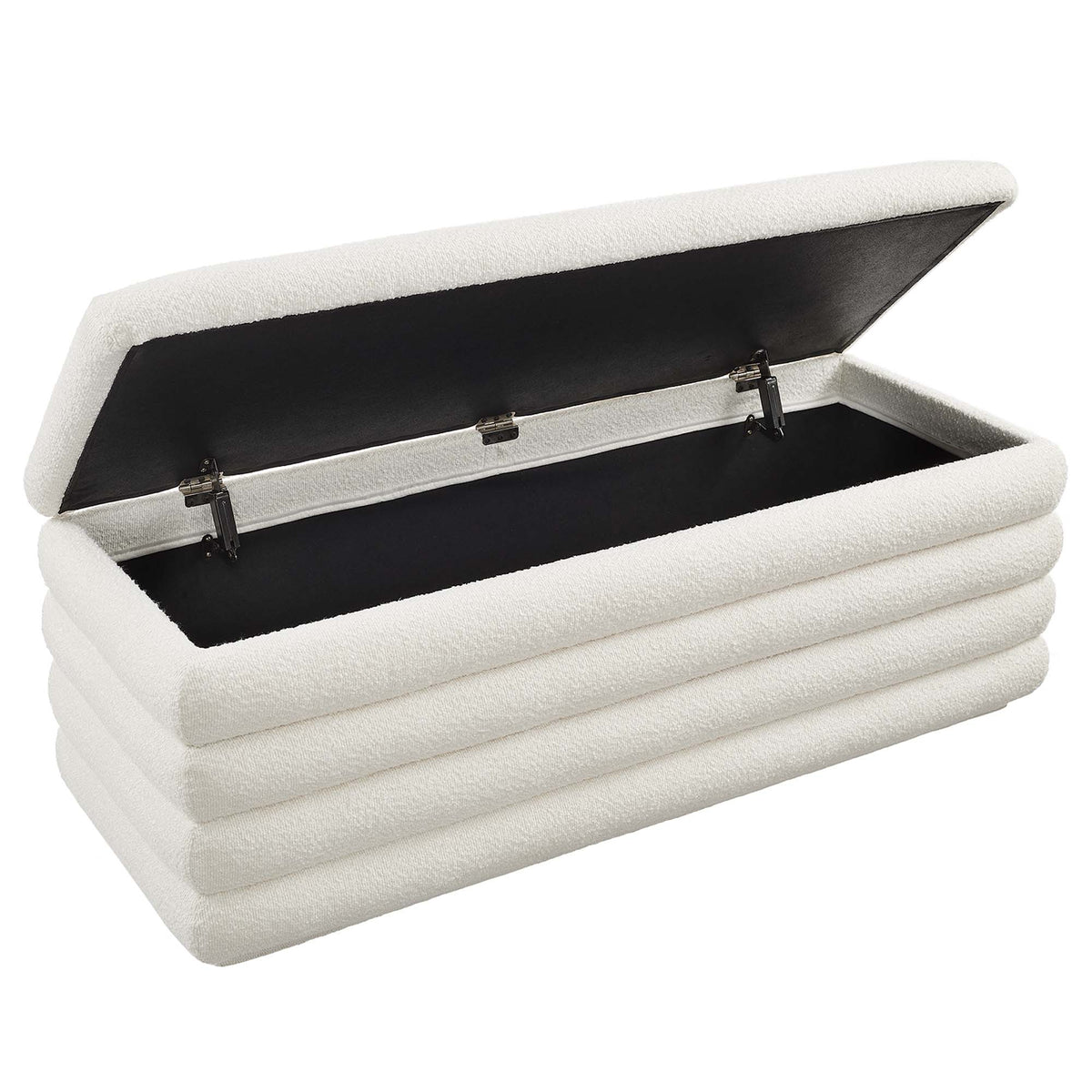 Mezzo Boucle Upholstered Storage Bench - Cloud