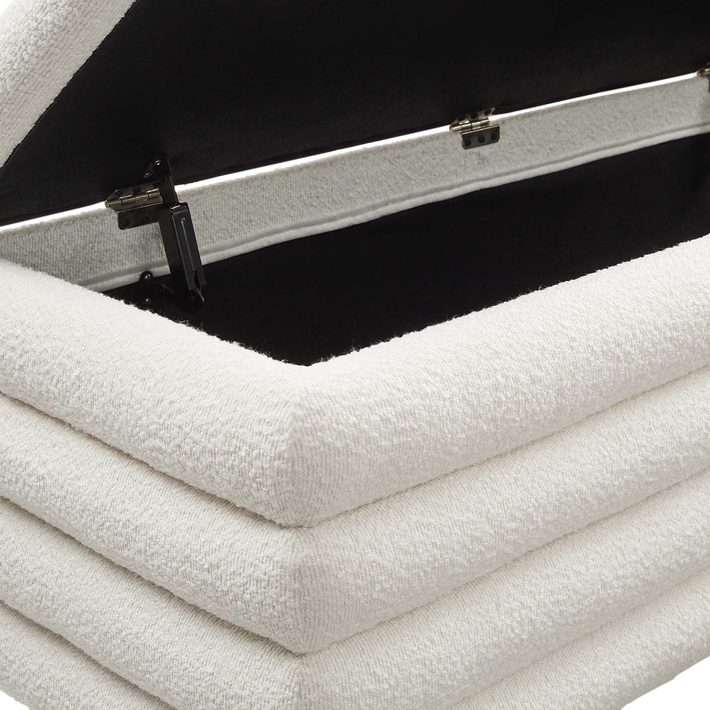 Mezzo Boucle Upholstered Storage Bench - Cloud