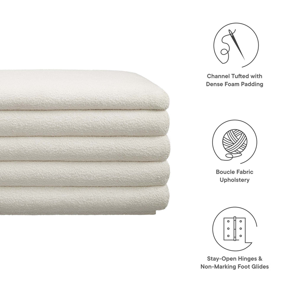 Mezzo Boucle Upholstered Storage Bench - Cloud