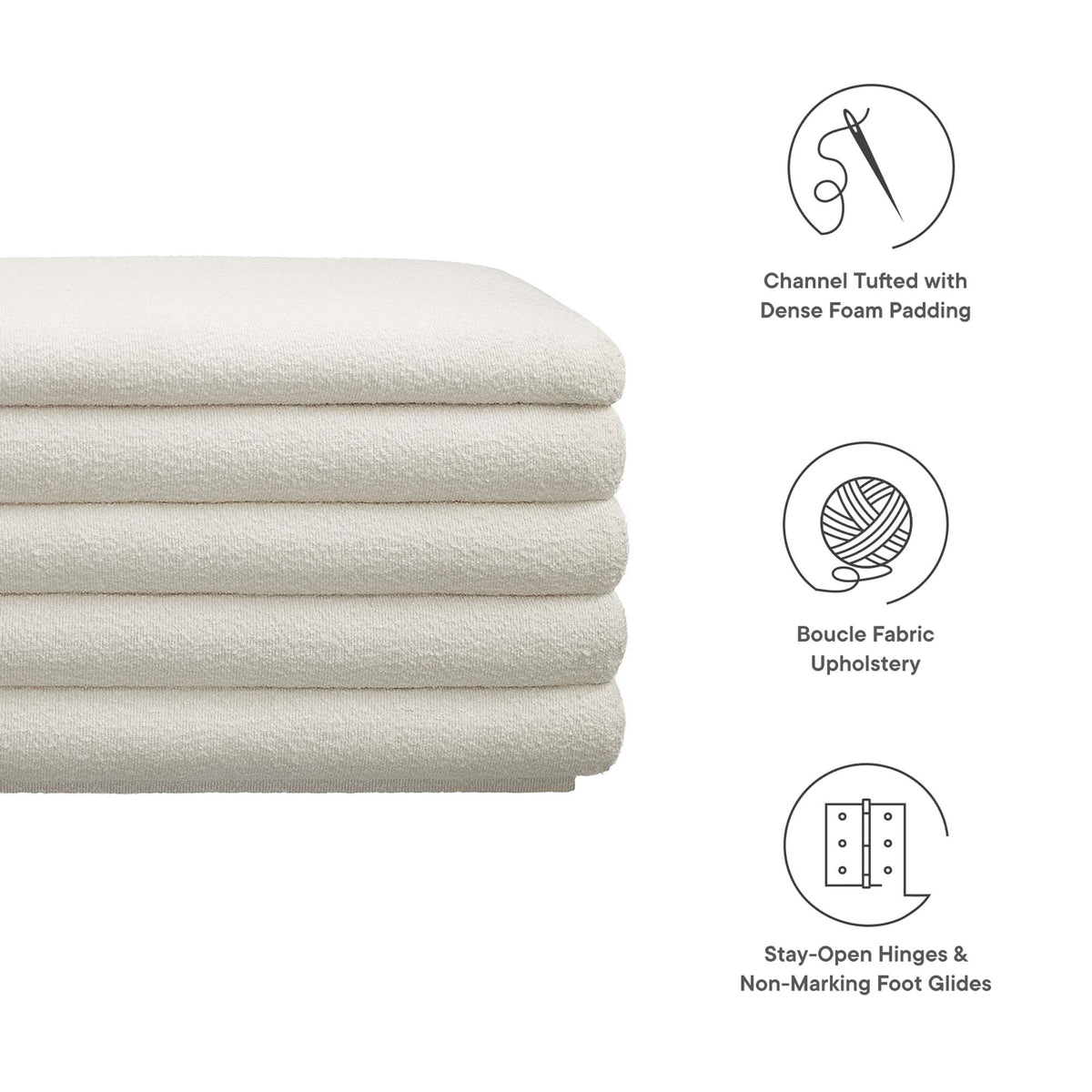 Mezzo Boucle Upholstered Storage Bench - Cloud