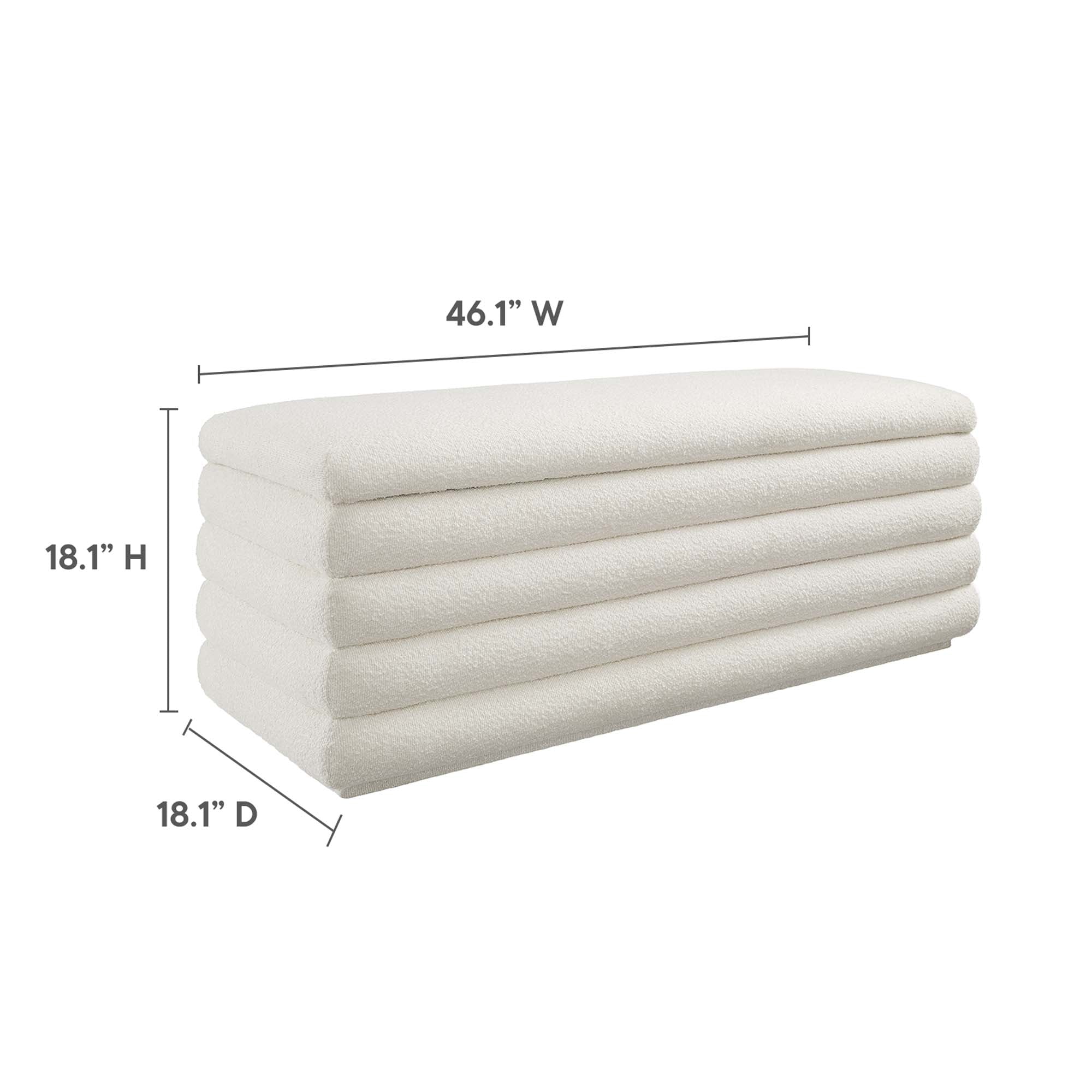 Mezzo Boucle Upholstered Storage Bench - Cloud