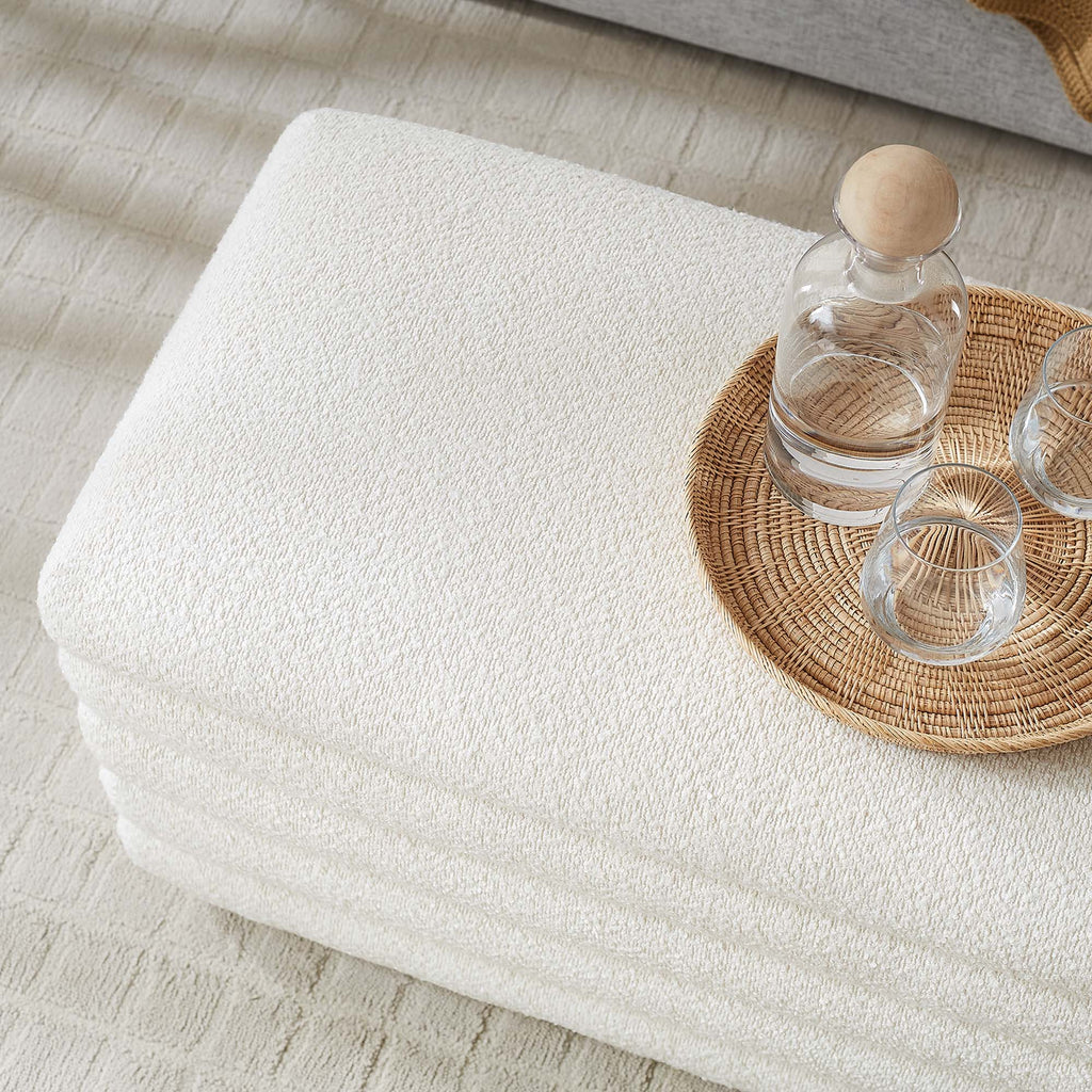 Mezzo Boucle Upholstered Storage Bench - Cloud