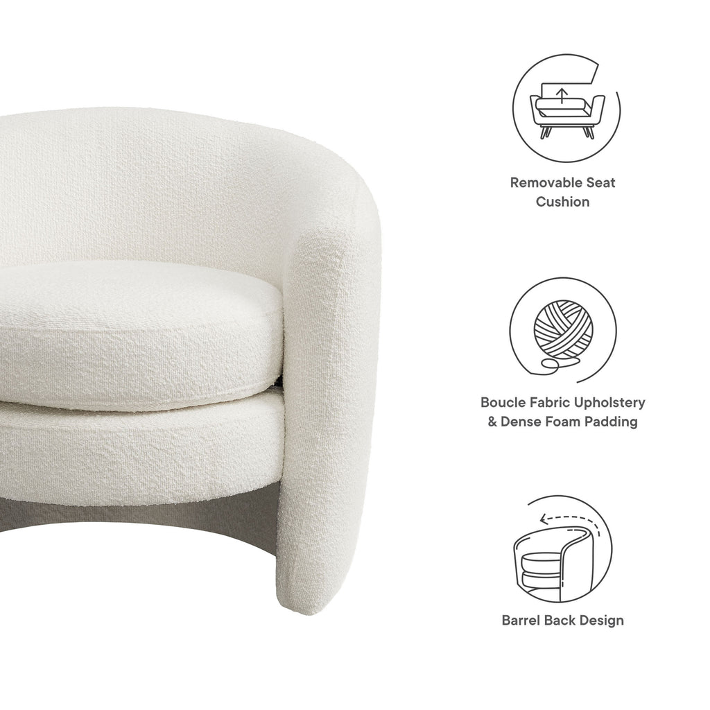 Affinity Upholstered Boucle Fabric Curved Back Armchair - Cloud