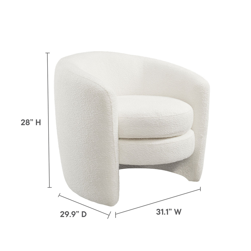 Affinity Upholstered Boucle Fabric Curved Back Armchair - Cloud