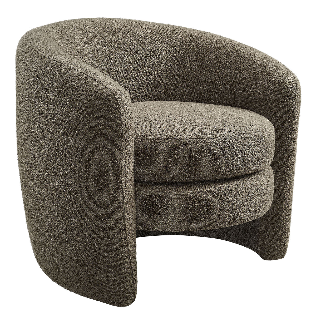 Affinity Upholstered Boucle Fabric Curved Back Armchair - Pebble