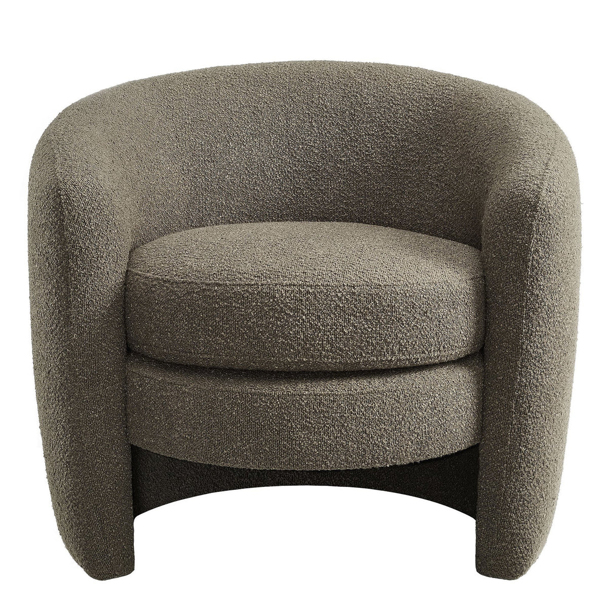 Affinity Upholstered Boucle Fabric Curved Back Armchair - Pebble