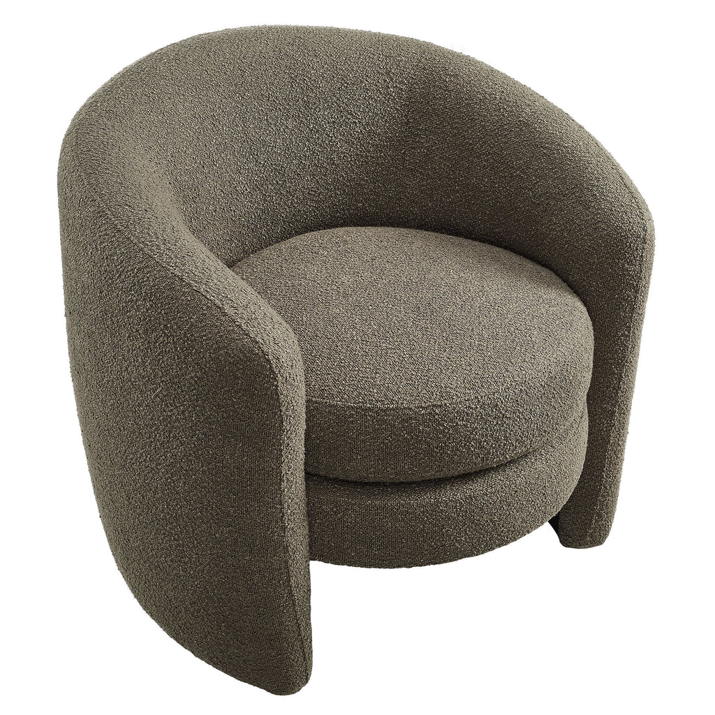 Affinity Upholstered Boucle Fabric Curved Back Armchair - Pebble