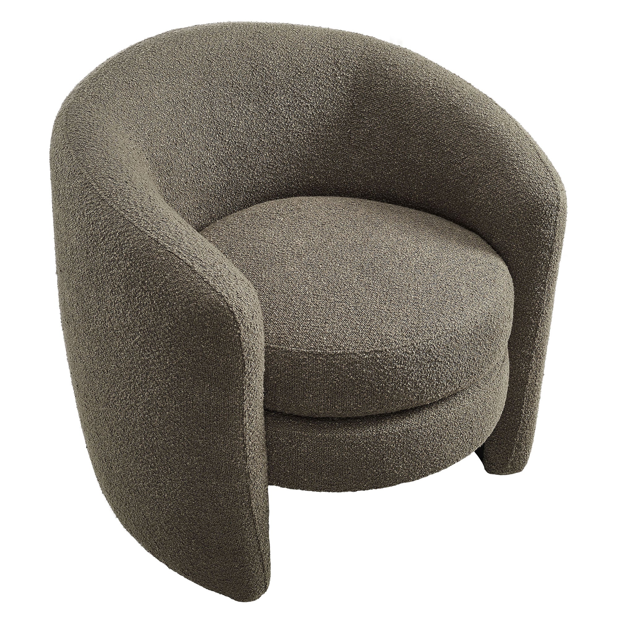 Affinity Upholstered Boucle Fabric Curved Back Armchair - Pebble