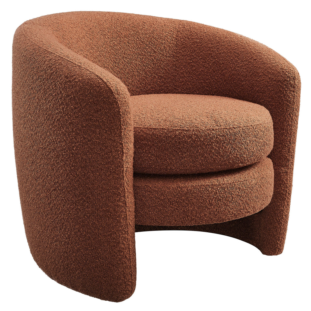 Affinity Upholstered Boucle Fabric Curved Back Armchair - Rust