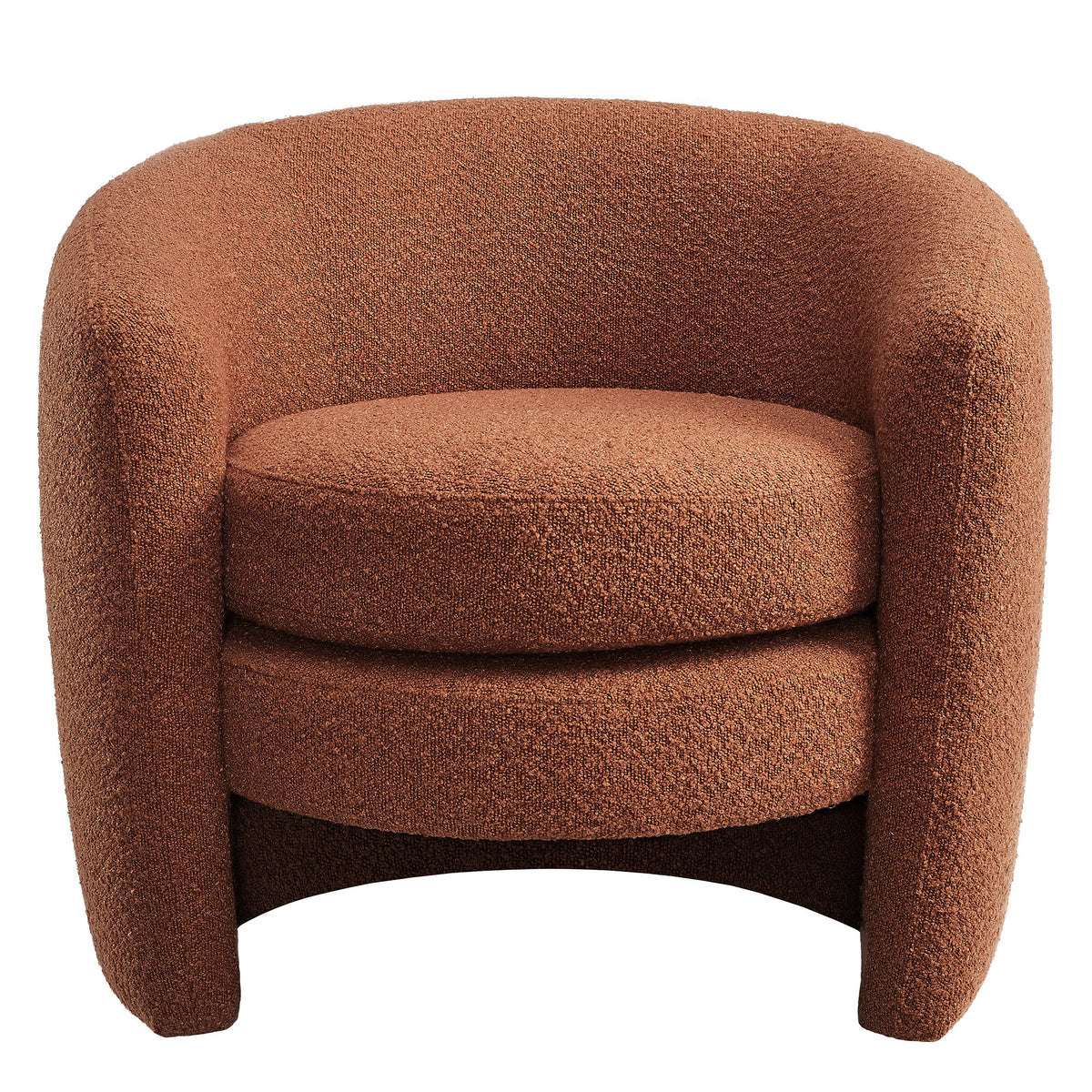Affinity Upholstered Boucle Fabric Curved Back Armchair - Rust
