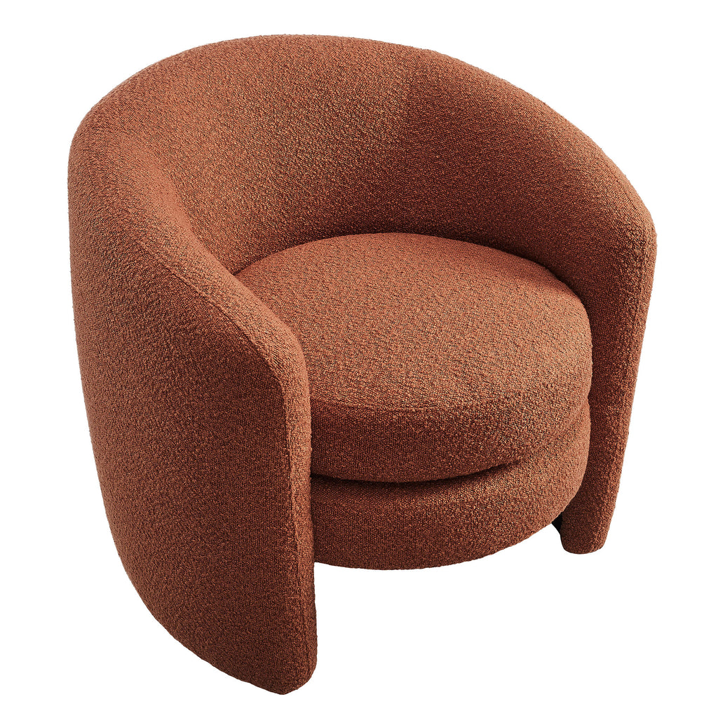 Affinity Upholstered Boucle Fabric Curved Back Armchair - Rust