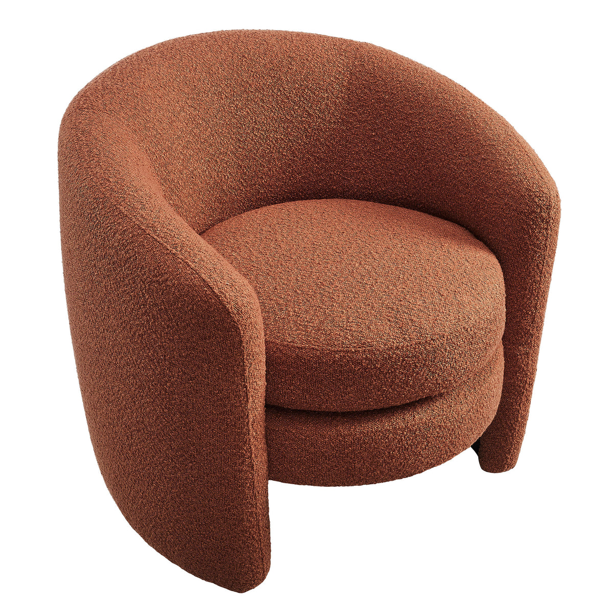 Affinity Upholstered Boucle Fabric Curved Back Armchair - Rust