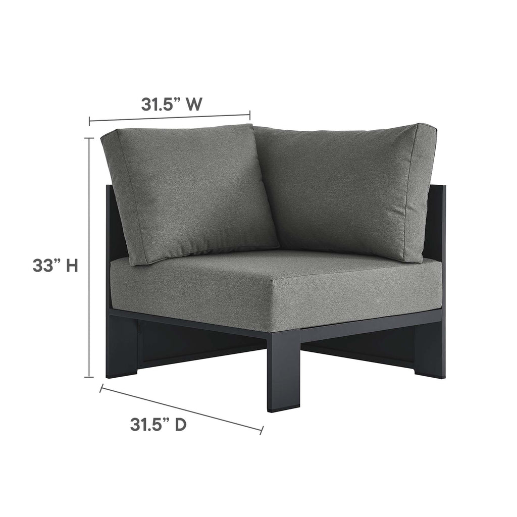 Tahoe 3-Piece Outdoor Patio Powder-Coated Aluminum Sectional Sofa Set - Gray Charcoal