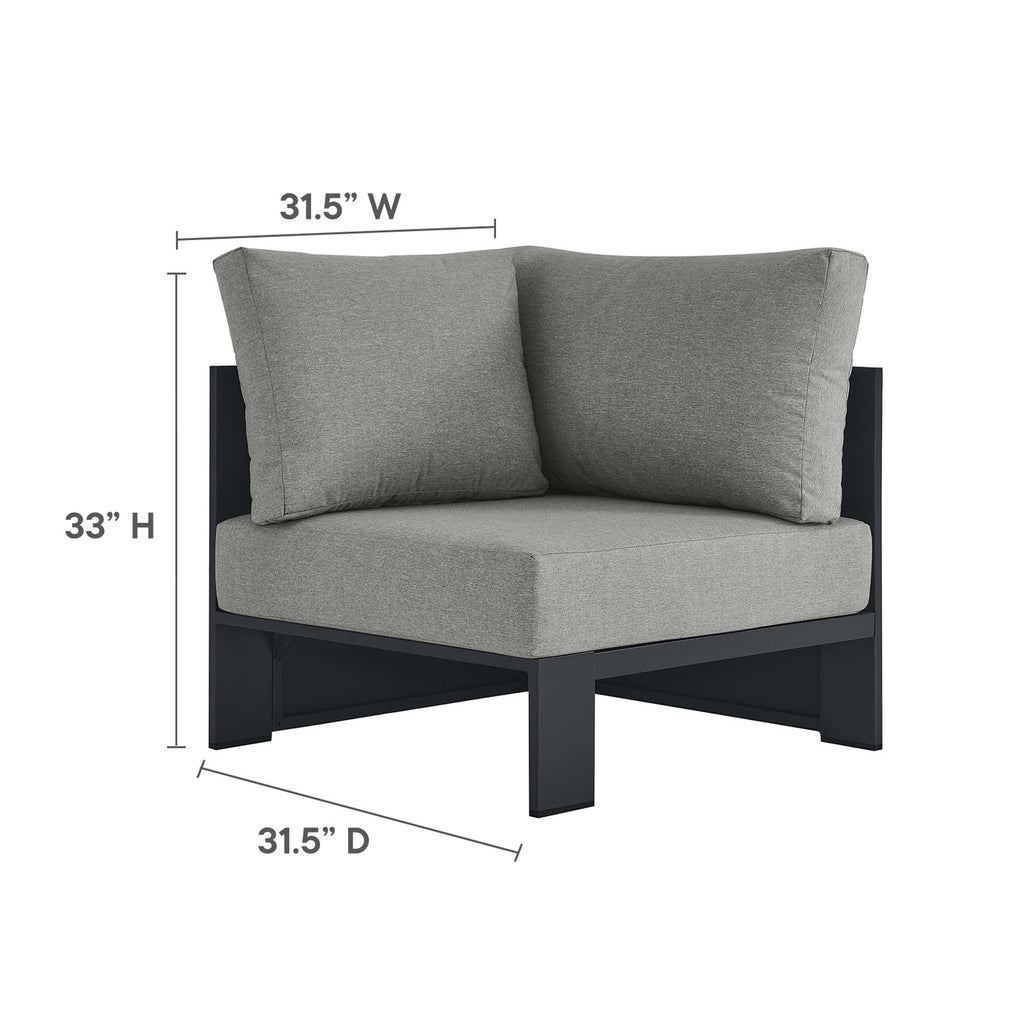 Tahoe 3-Piece Outdoor Patio Powder-Coated Aluminum Sectional Sofa Set - Gray Gray