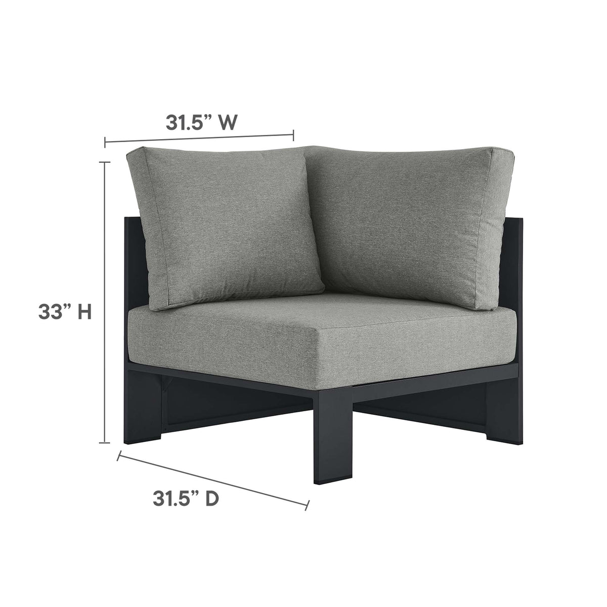 Tahoe 3-Piece Outdoor Patio Powder-Coated Aluminum Sectional Sofa Set - Gray Gray