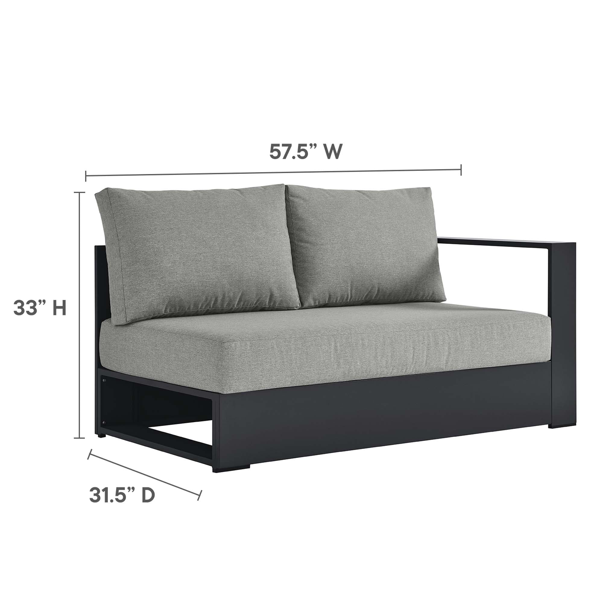 Tahoe 3-Piece Outdoor Patio Powder-Coated Aluminum Sectional Sofa Set - Gray Gray