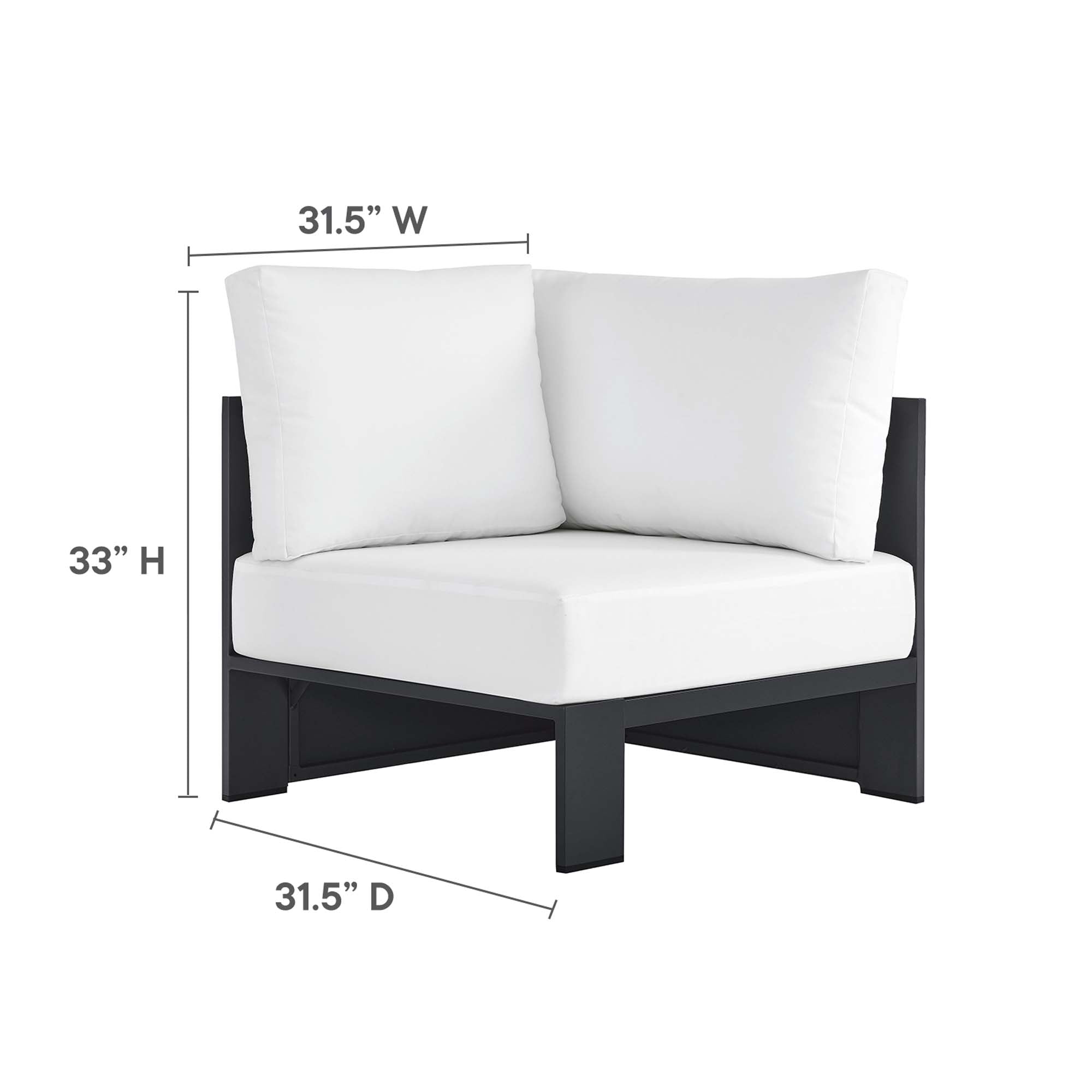 Tahoe 3-Piece Outdoor Patio Powder-Coated Aluminum Sectional Sofa Set - Gray White