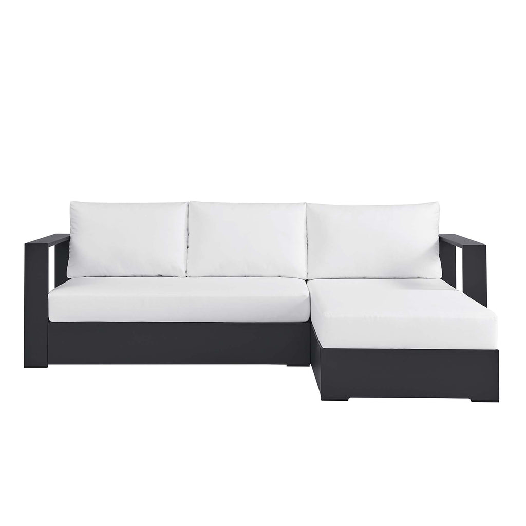 Tahoe 2-Piece Outdoor Patio Powder-Coated Aluminum Right-Facing Chaise Sectional Sofa Set - Gray White
