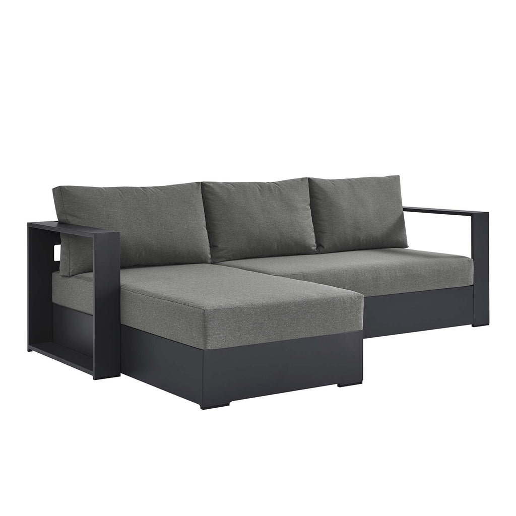 Tahoe 2-Piece Outdoor Patio Powder-Coated Aluminum Left-Facing Chaise Sectional Sofa Set - Gray Charcoal