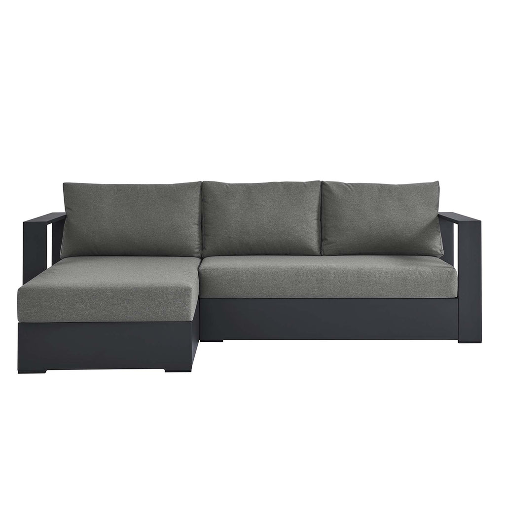 Tahoe 2-Piece Outdoor Patio Powder-Coated Aluminum Left-Facing Chaise Sectional Sofa Set - Gray Charcoal