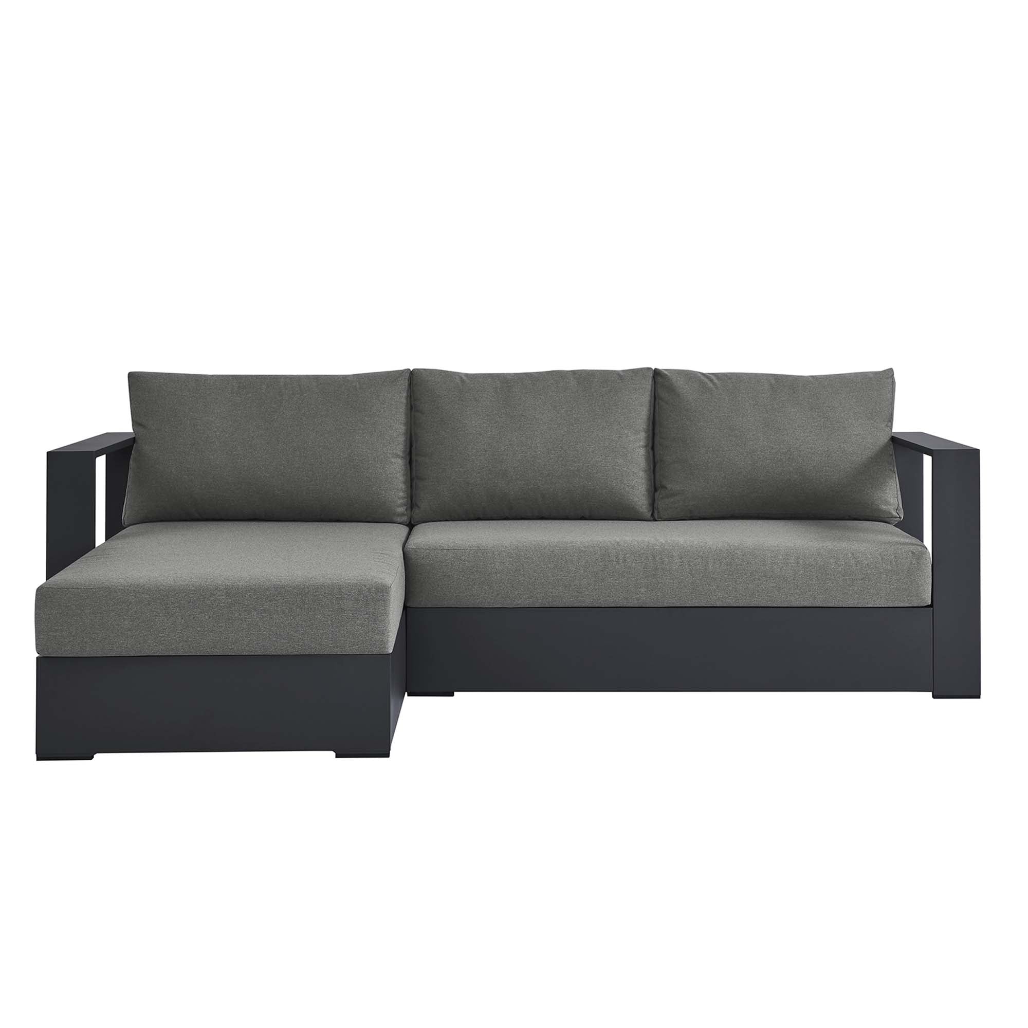 Tahoe 2-Piece Outdoor Patio Powder-Coated Aluminum Left-Facing Chaise Sectional Sofa Set - Gray Charcoal