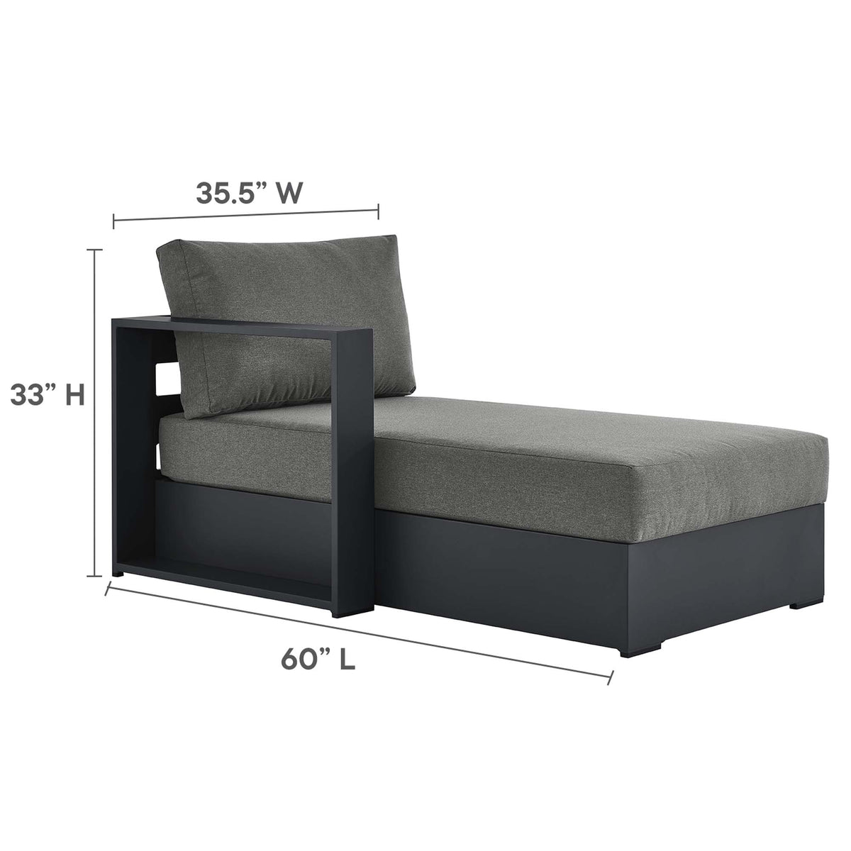 Tahoe 2-Piece Outdoor Patio Powder-Coated Aluminum Left-Facing Chaise Sectional Sofa Set - Gray Charcoal