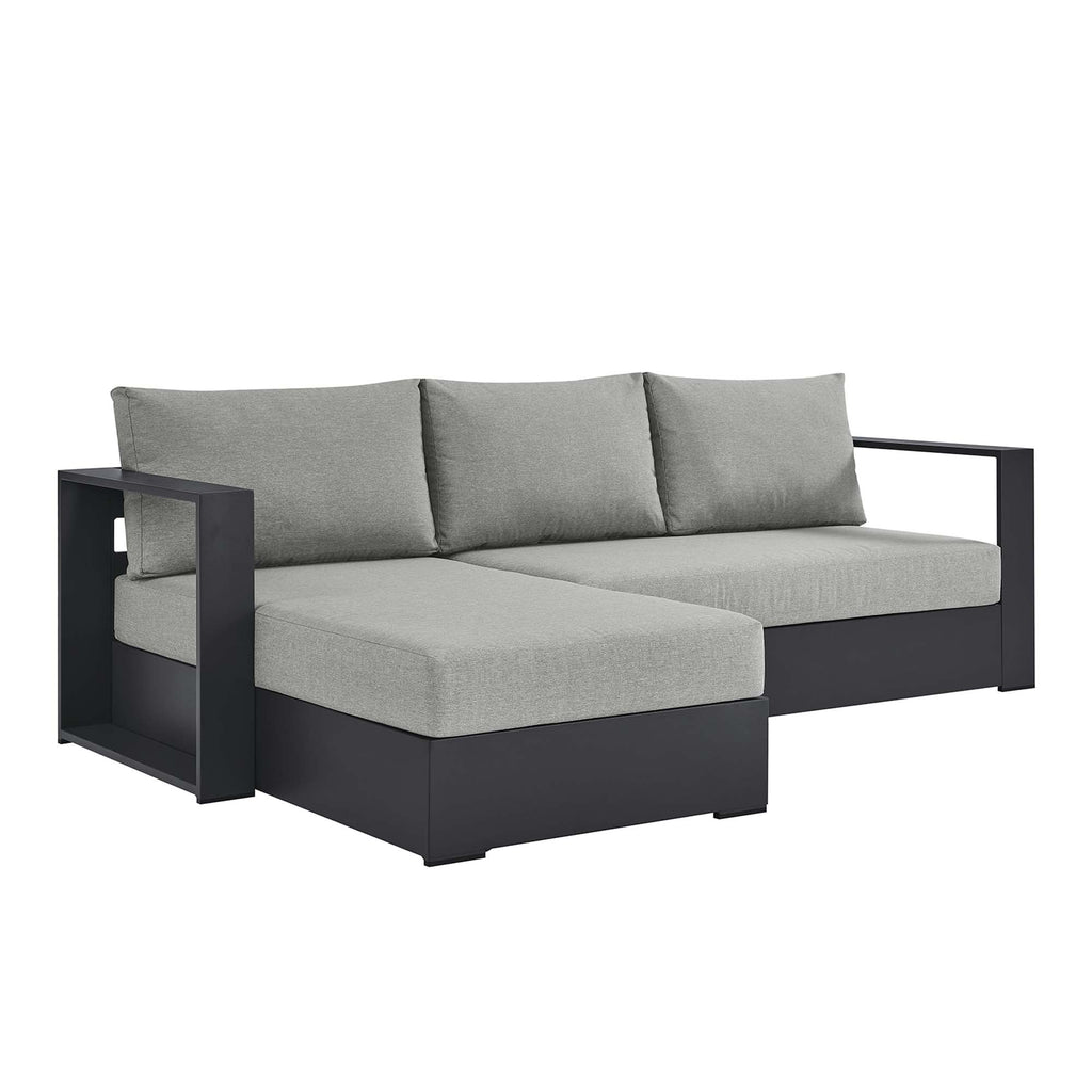 Tahoe 2-Piece Outdoor Patio Powder-Coated Aluminum Left-Facing Chaise Sectional Sofa Set - Gray Gray