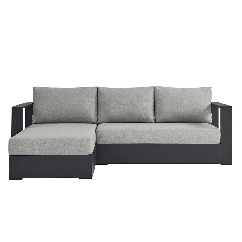 Tahoe 2-Piece Outdoor Patio Powder-Coated Aluminum Left-Facing Chaise Sectional Sofa Set - Gray Gray